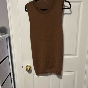 Brown Sleeveless Knit Top